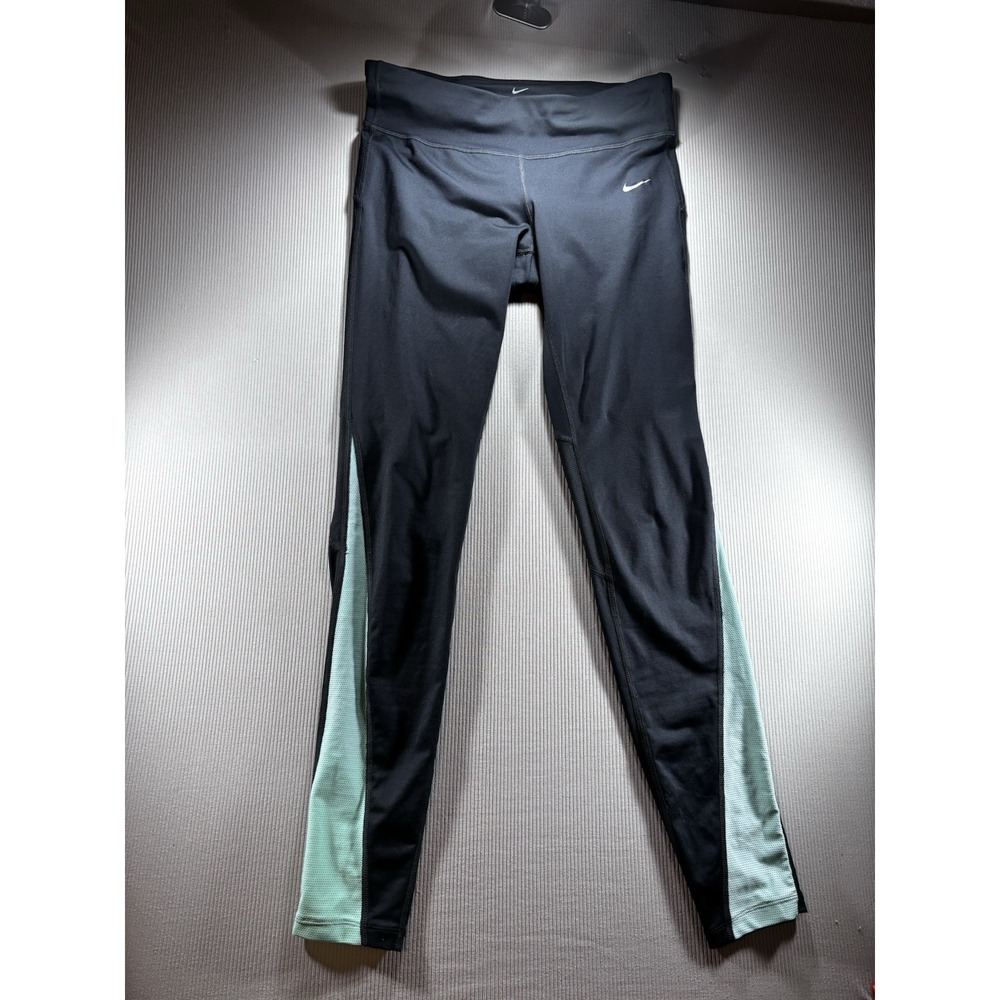 Nike Power Women's Size Large Dri-Fit Tight‎ Fit Running Leggings  Gray/Mint